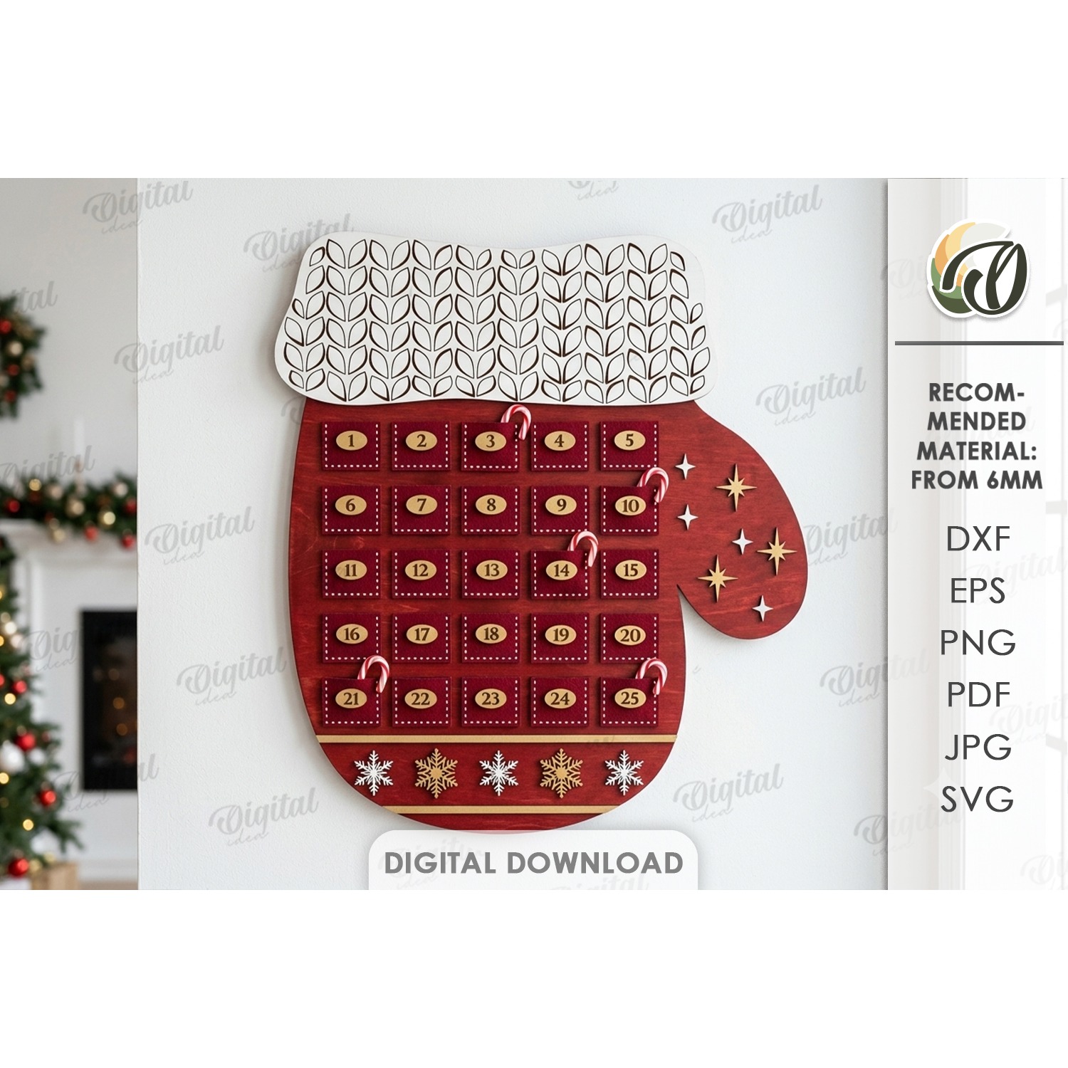 Advent Calendar Base Laser Cut. Christmas Countdown SVG