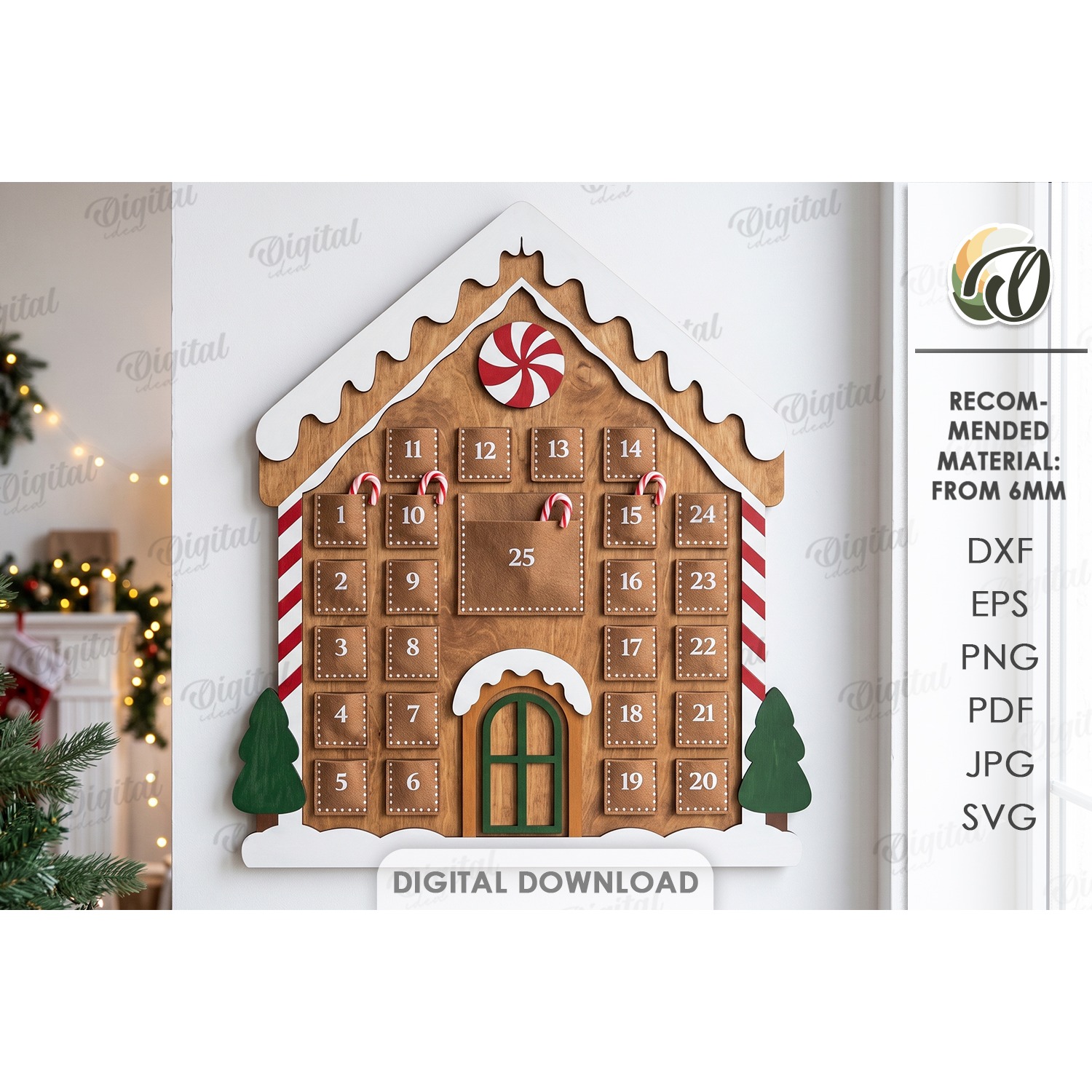 Advent Calendar Base Laser Cut. Christmas Countdown SVG (2)