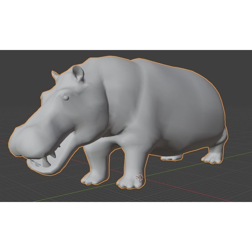 African Wildlife 3D Hippo Base Mesh Free low-poly 3D model 4