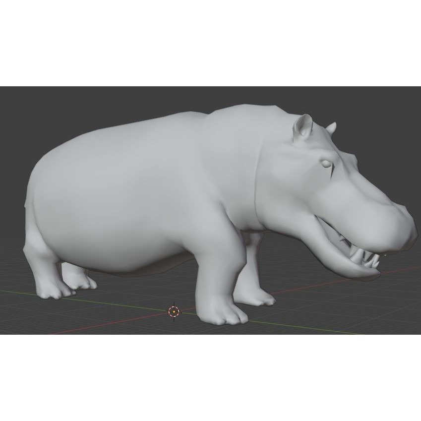 African Wildlife 3D Hippo Base Mesh Free low-poly 3D model 5