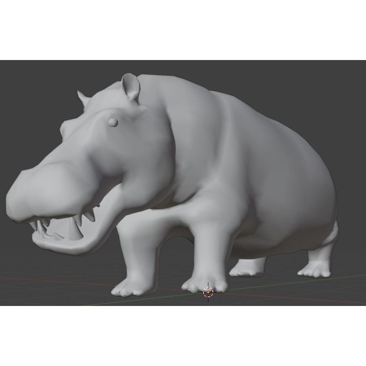 African Wildlife 3D Hippo Base Mesh Free low-poly 3D model 6