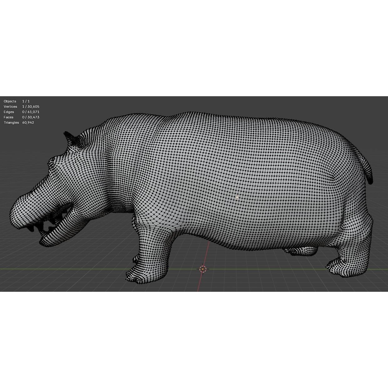 African Wildlife 3D Hippo Base Mesh Free low-poly 3D model 7