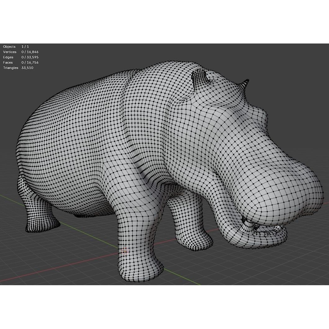 African Wildlife 3D Hippo Base Mesh Free low-poly 3D model 9