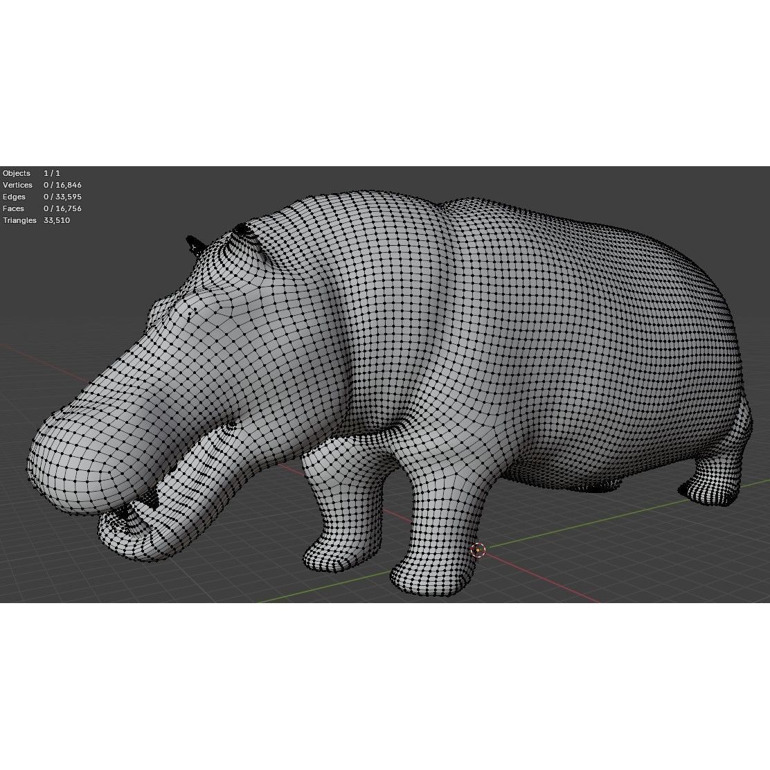 African Wildlife 3D Hippo Base Mesh Free low-poly 3D model 10