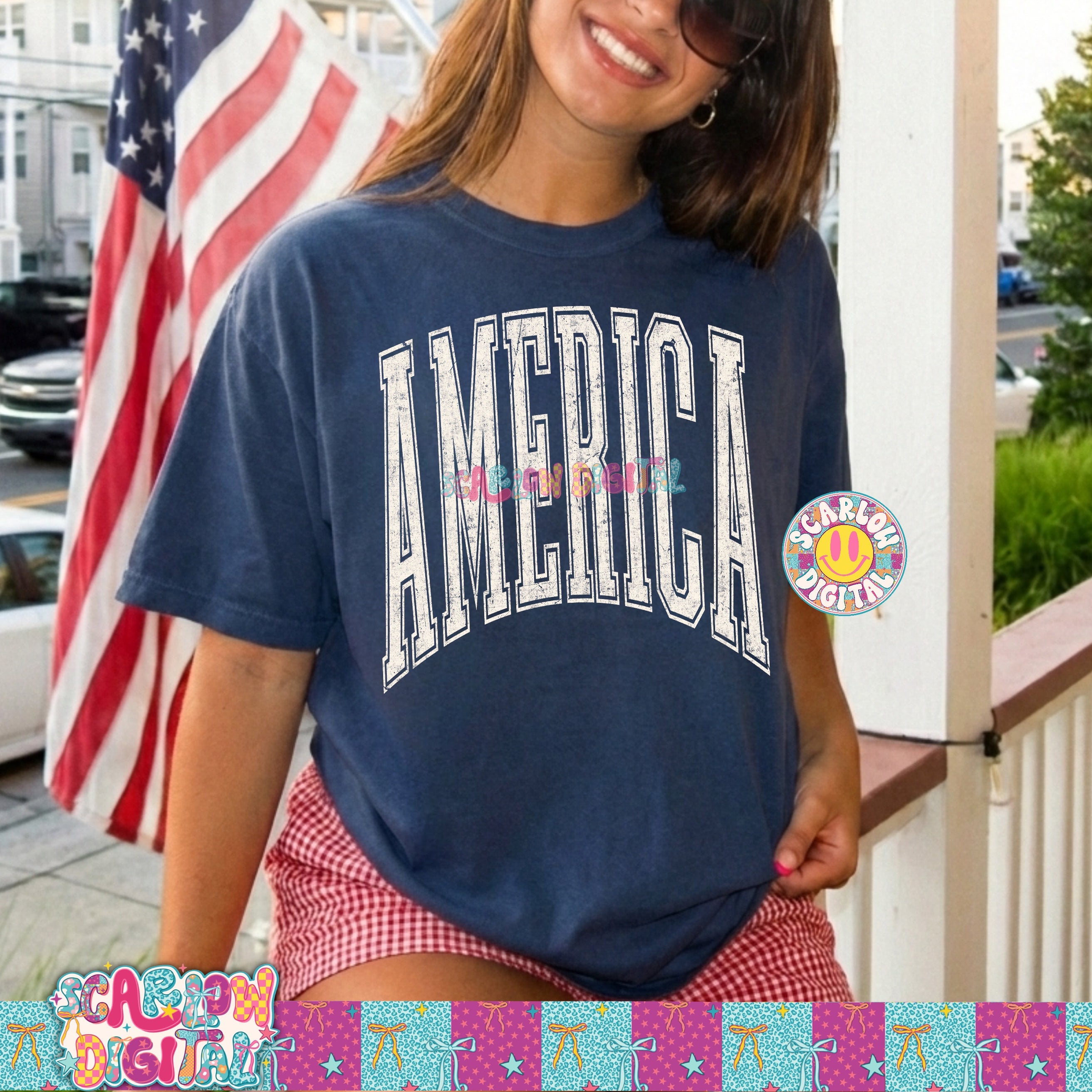 America Oversized Varsity Letters PNG Digital Design 2