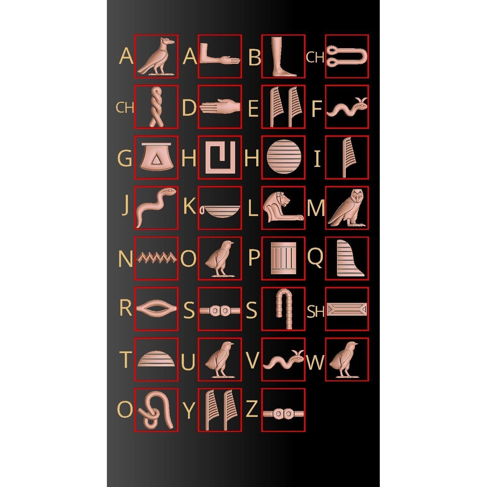 Ancient Egyptian hieroglyph Cartouche builder 3D print model 8