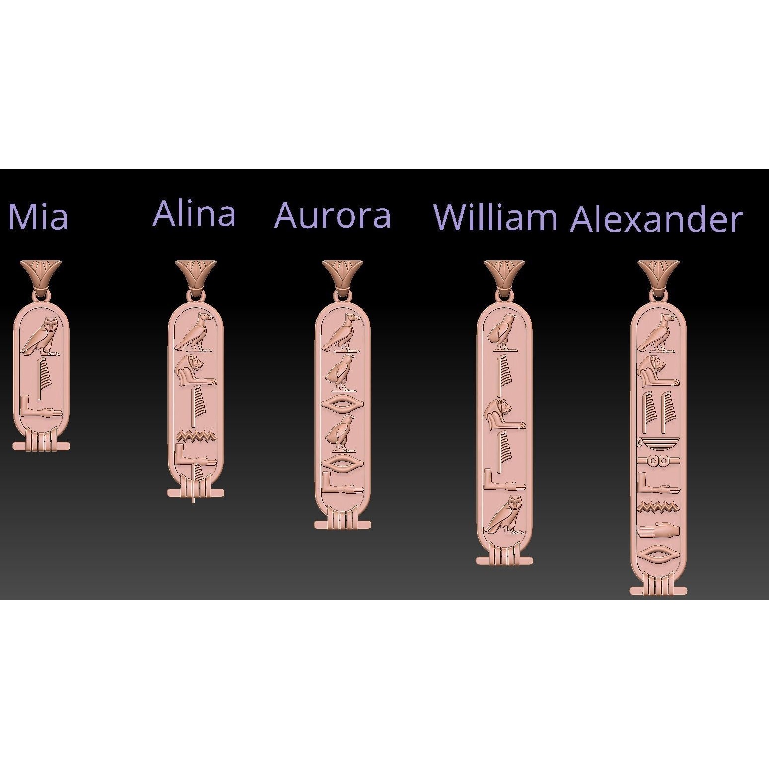 Ancient Egyptian hieroglyph Cartouche builder 3D print model 9