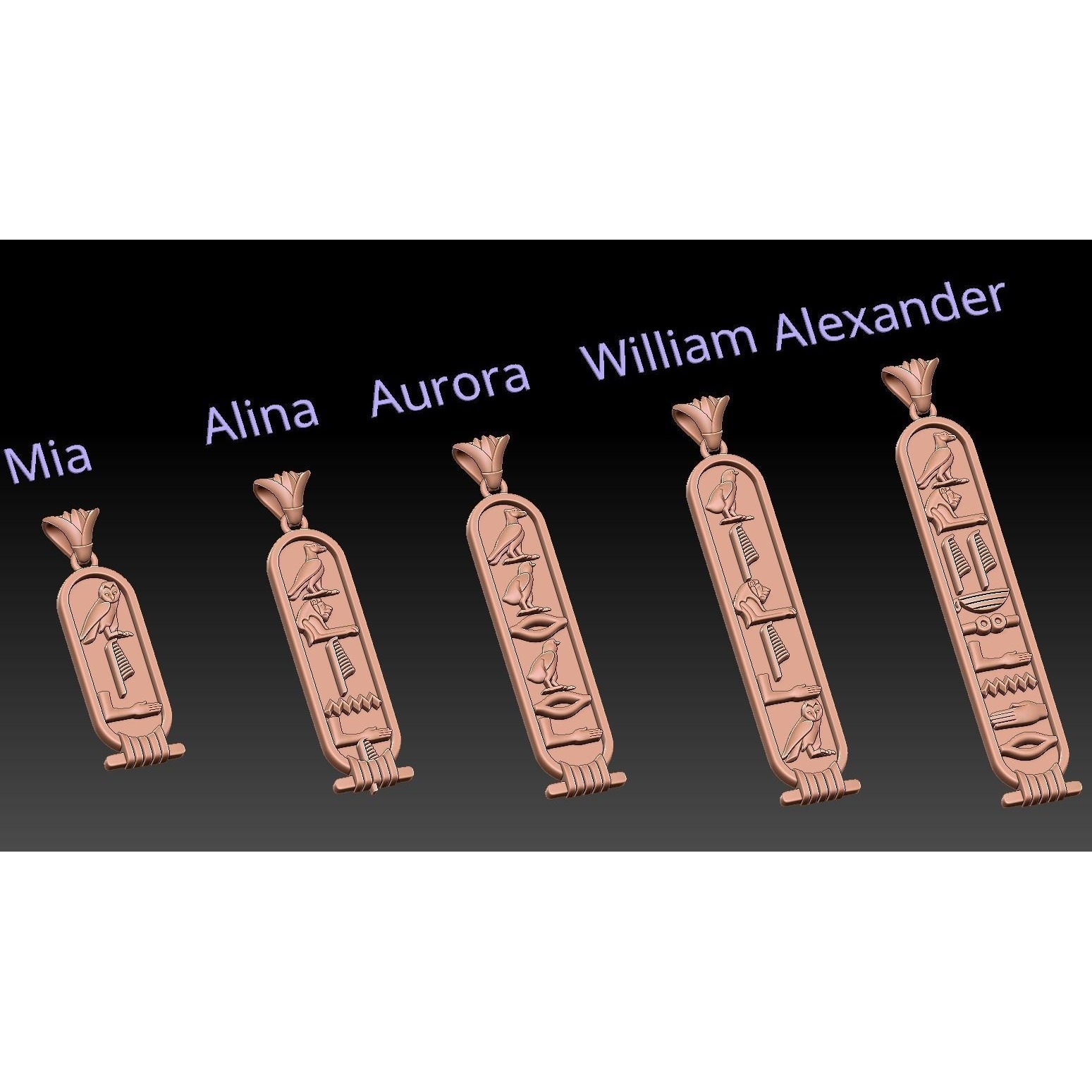 Ancient Egyptian hieroglyph Cartouche builder 3D print model 10
