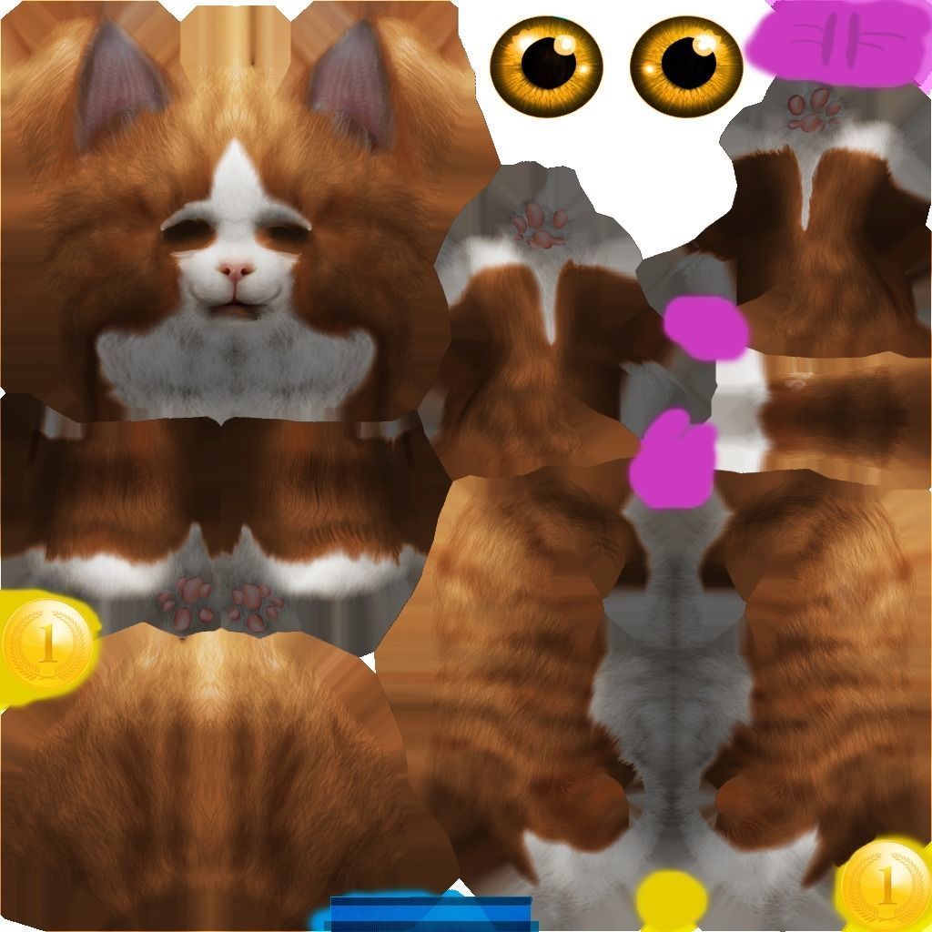 Animated Cat SET Free low-poly 3D model 2