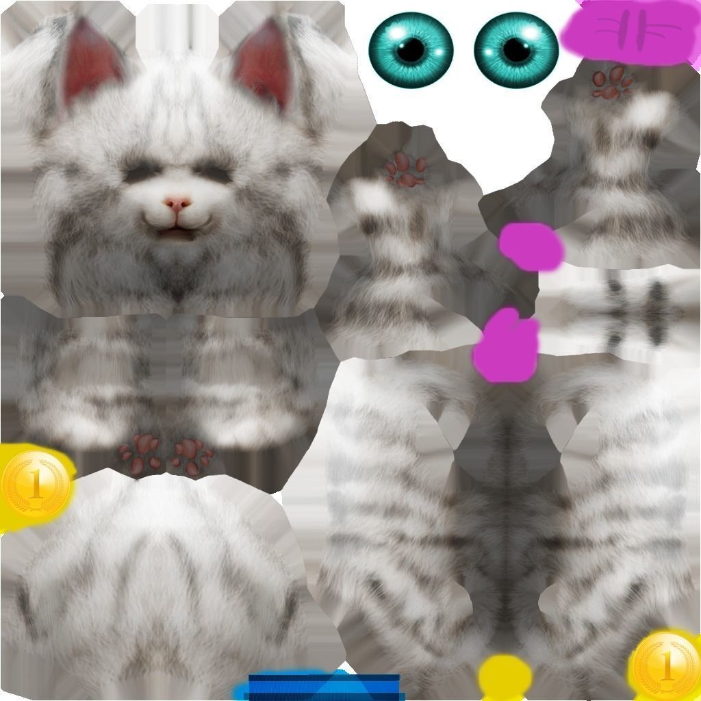 Animated Cat SET Free low-poly 3D model 3