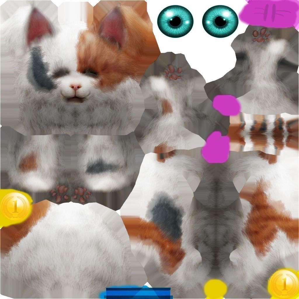 Animated Cat SET Free low-poly 3D model 4