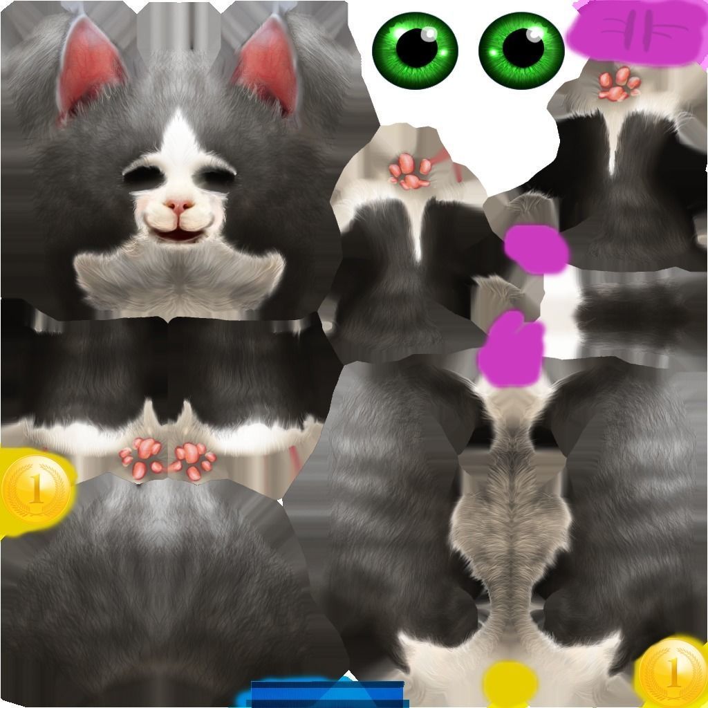 Animated Cat SET Free low-poly 3D model 5