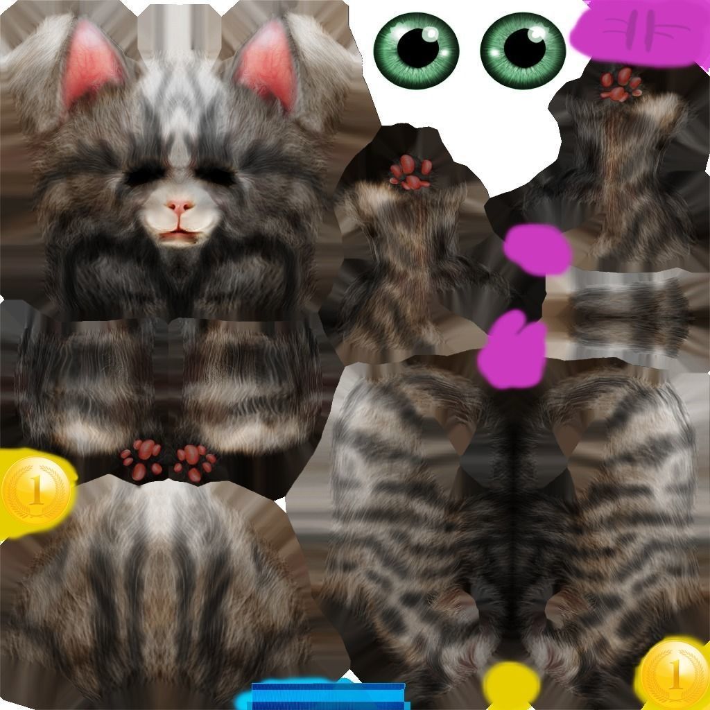 Animated Cat SET Free low-poly 3D model 9