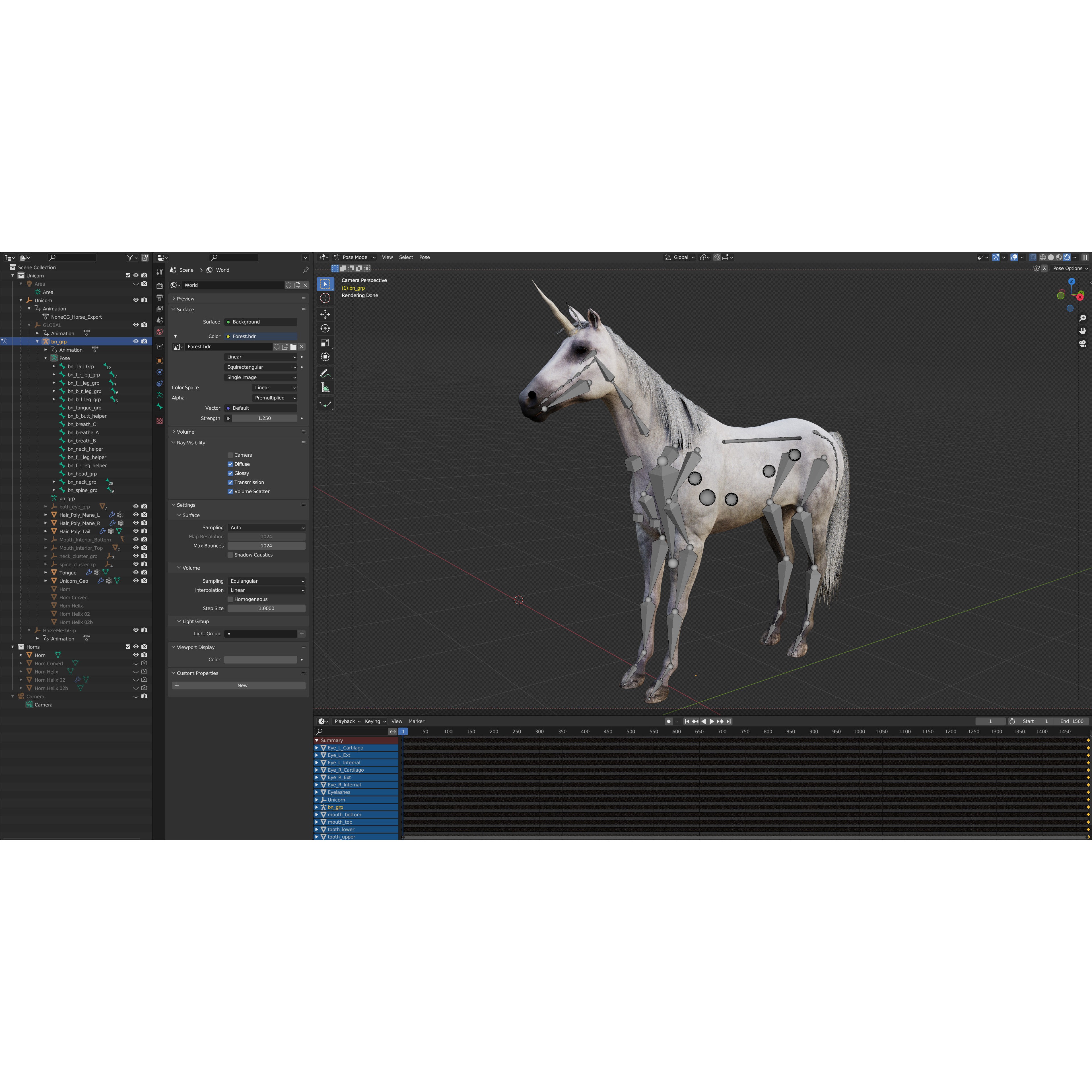 Animated Unicorn 3D model 6