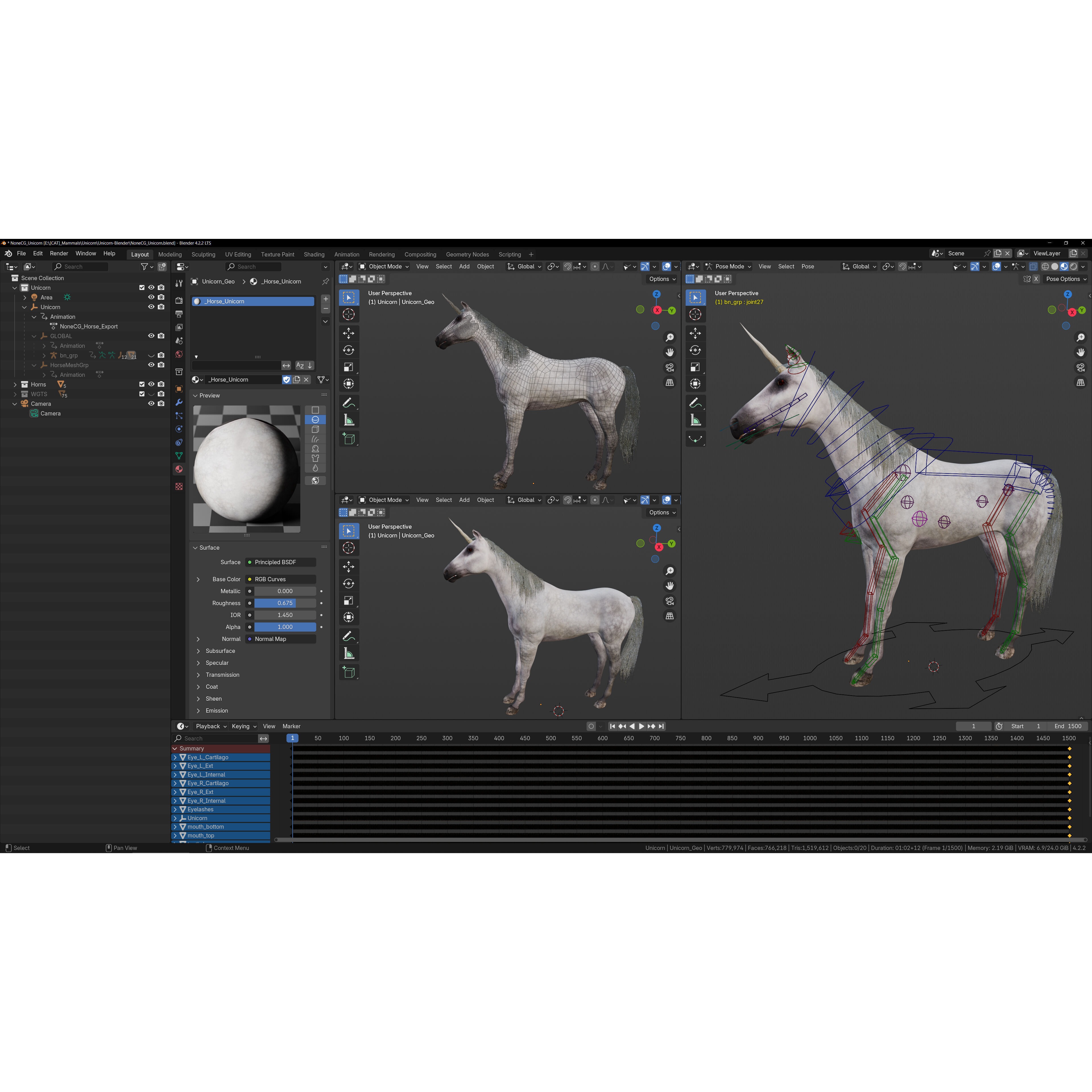 Animated Unicorn 3D model 7