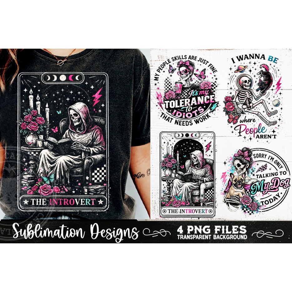 Antisocial Sarcastic PNG Funny Sublimation 4 Designs