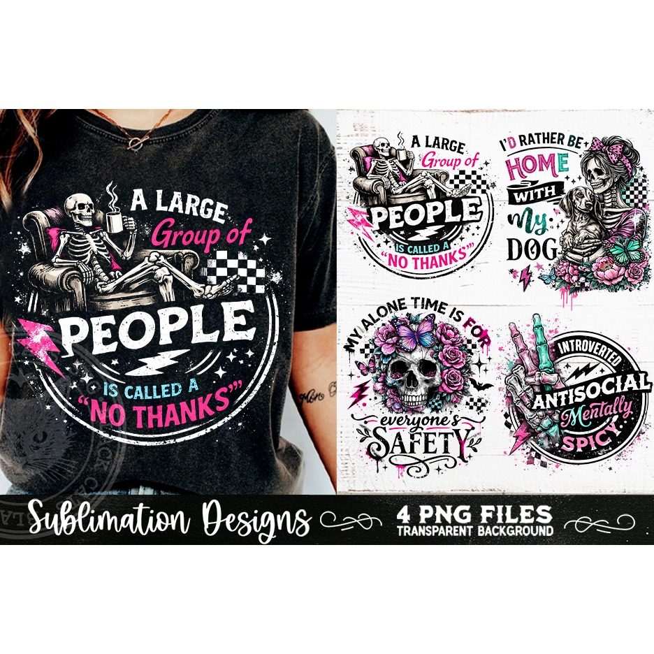 Antisocial Sarcastic PNG Funny Sublimation 4 Designs (11) 2