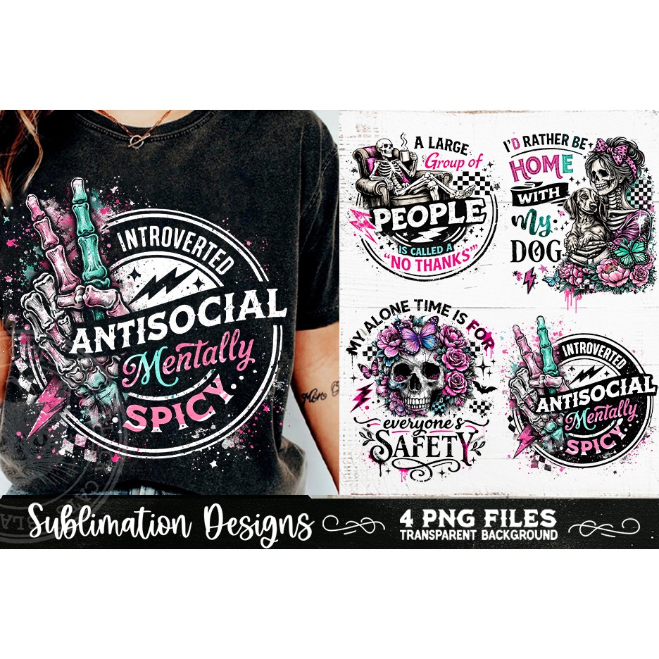 Antisocial Sarcastic PNG Funny Sublimation 4 Designs (11) 4