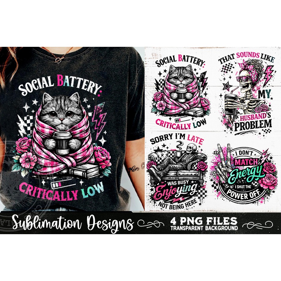 Antisocial Sarcastic PNG Funny Sublimation 4 Designs (12) 2