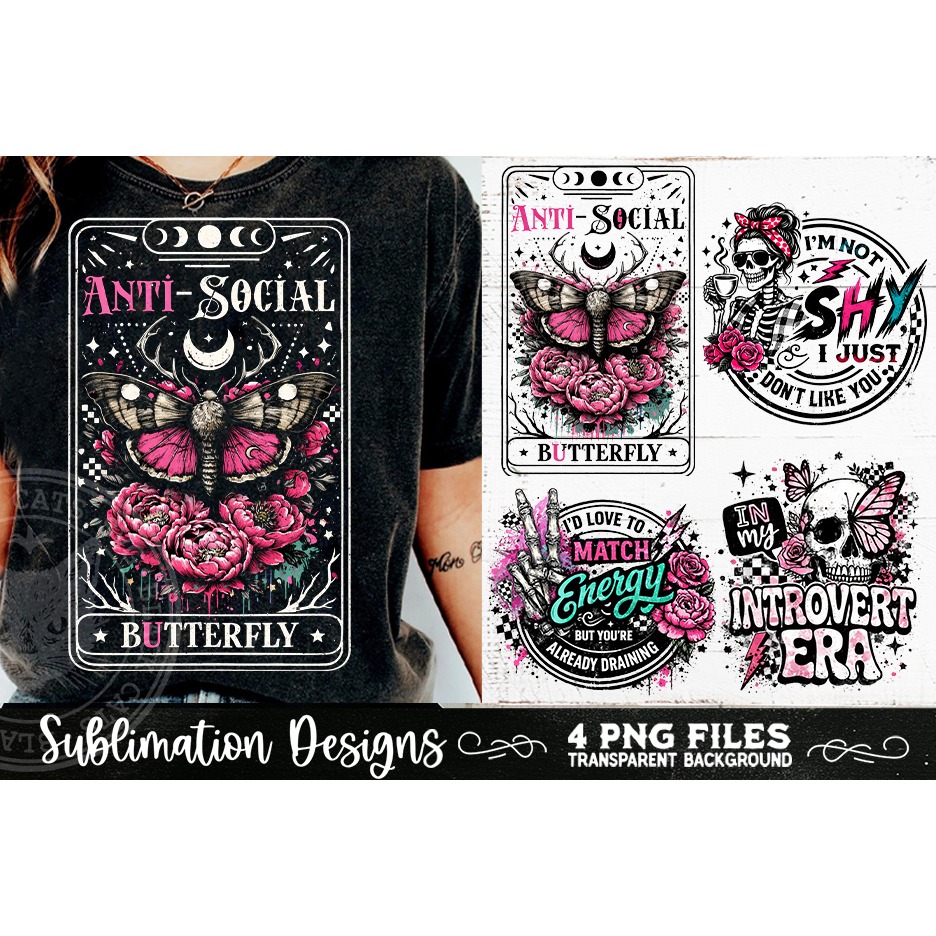 Antisocial Sarcastic PNG Funny Sublimation 4 Designs (14)