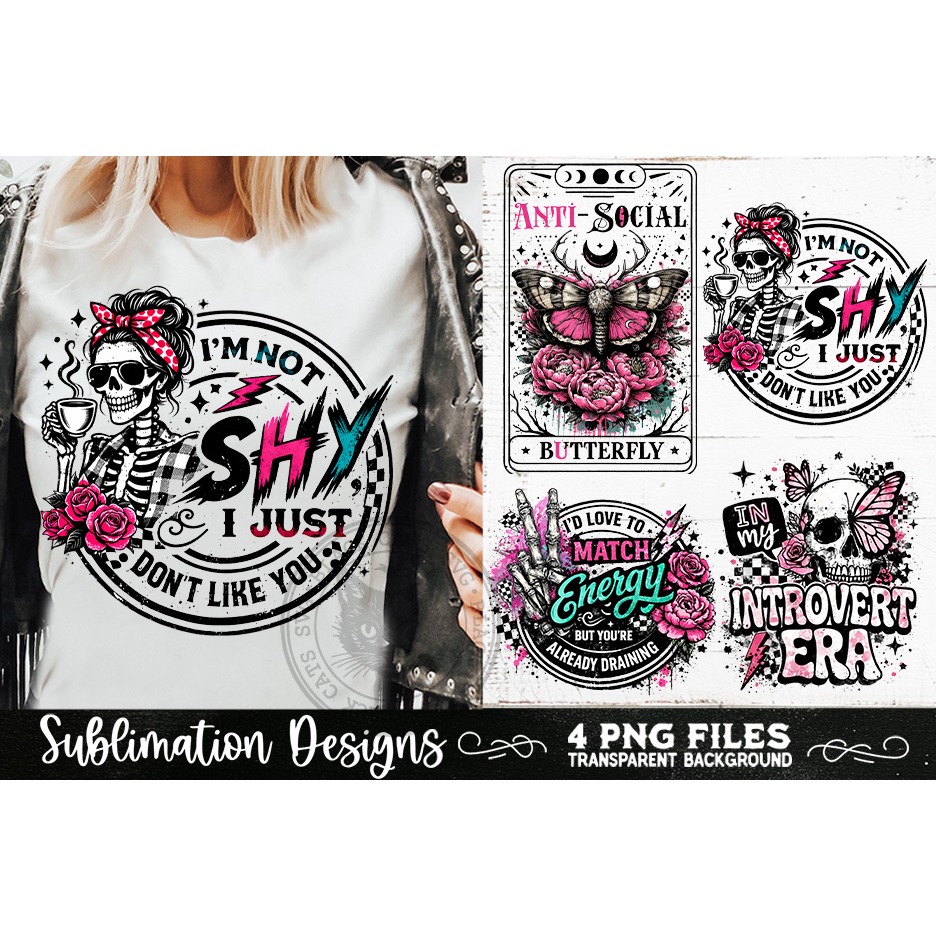 Antisocial Sarcastic PNG Funny Sublimation 4 Designs (14) 2
