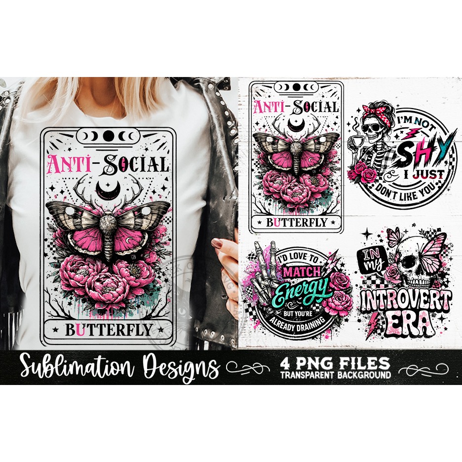 Antisocial Sarcastic PNG Funny Sublimation 4 Designs (14) 3