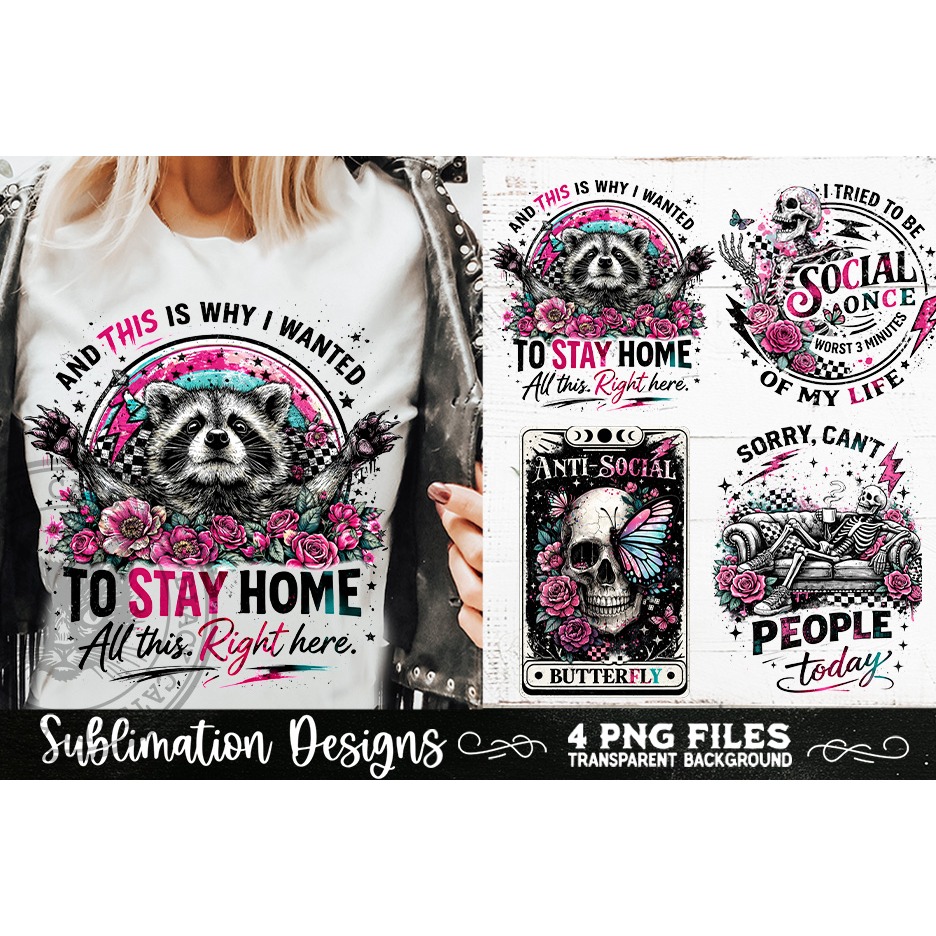 Antisocial Sarcastic PNG Funny Sublimation 4 Designs (2) 2