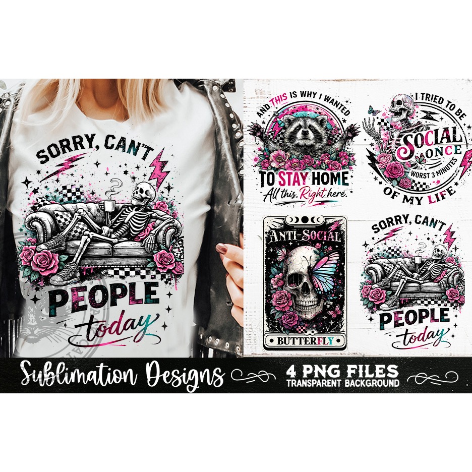 Antisocial Sarcastic PNG Funny Sublimation 4 Designs (2) 3