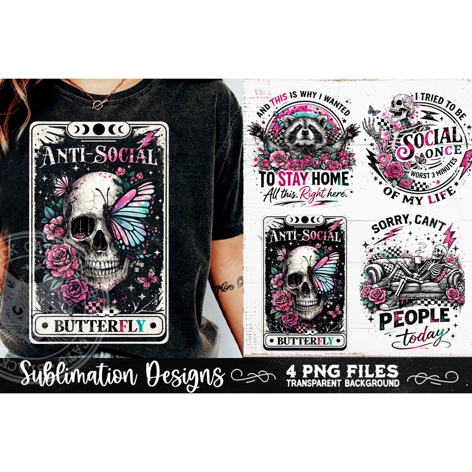 Antisocial Sarcastic PNG Funny Sublimation 4 Designs (2) 5