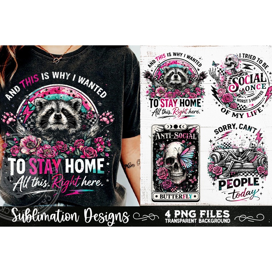 Antisocial Sarcastic PNG Funny Sublimation 4 Designs (2) 7