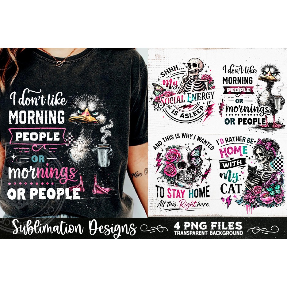 Antisocial Sarcastic PNG Funny Sublimation 4 Designs (3)
