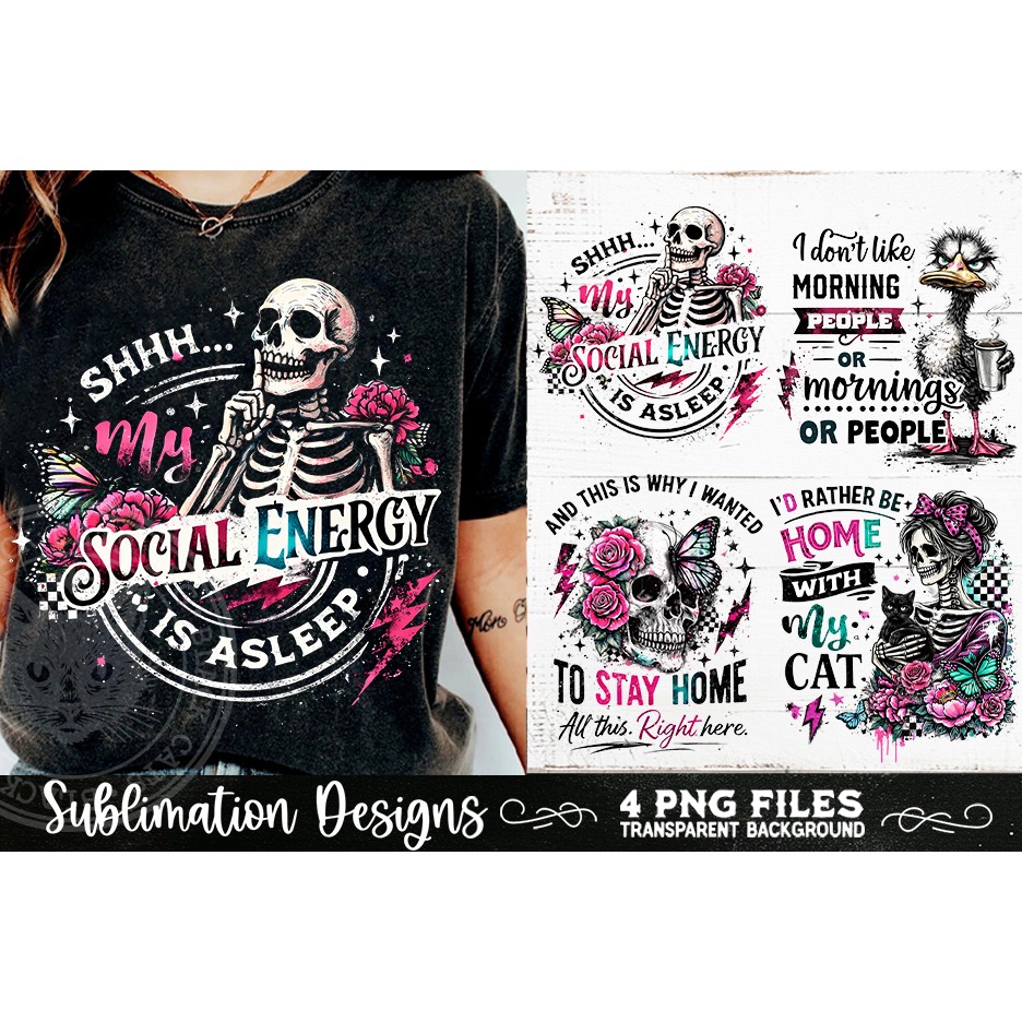 Antisocial Sarcastic PNG Funny Sublimation 4 Designs (3) 2