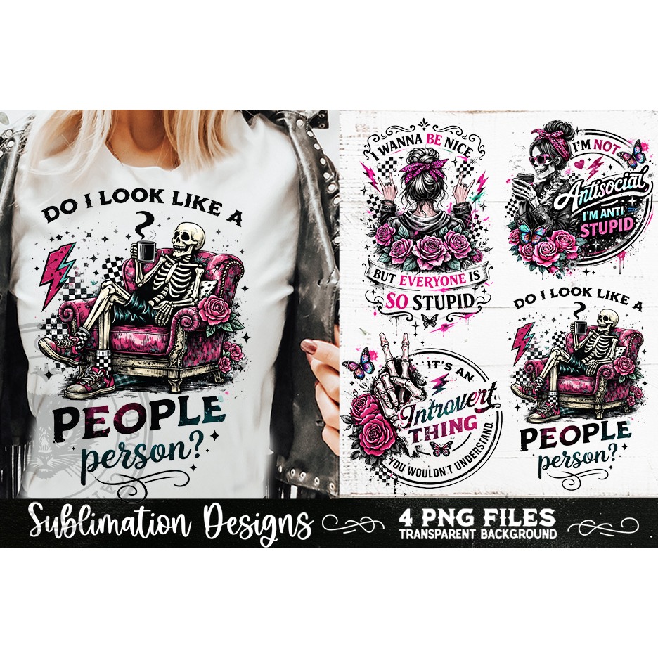 Antisocial Sarcastic PNG Funny Sublimation 4 Designs (4) 3