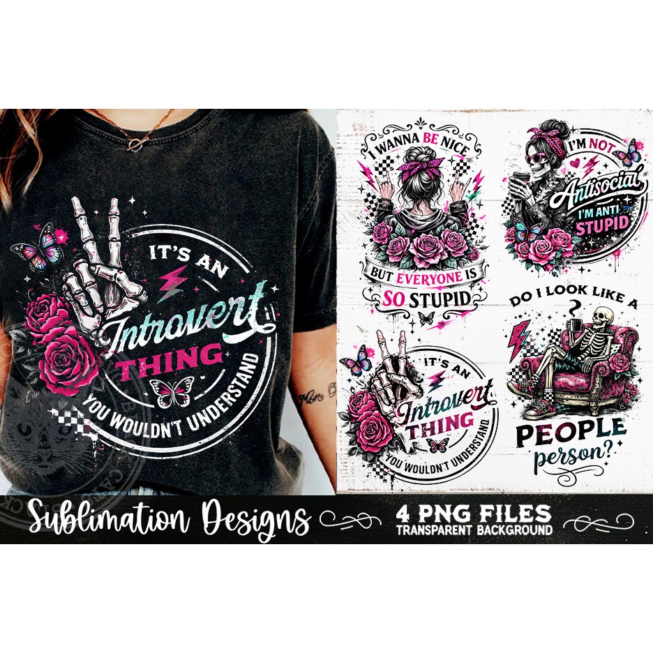 Antisocial Sarcastic PNG Funny Sublimation 4 Designs (4) 7
