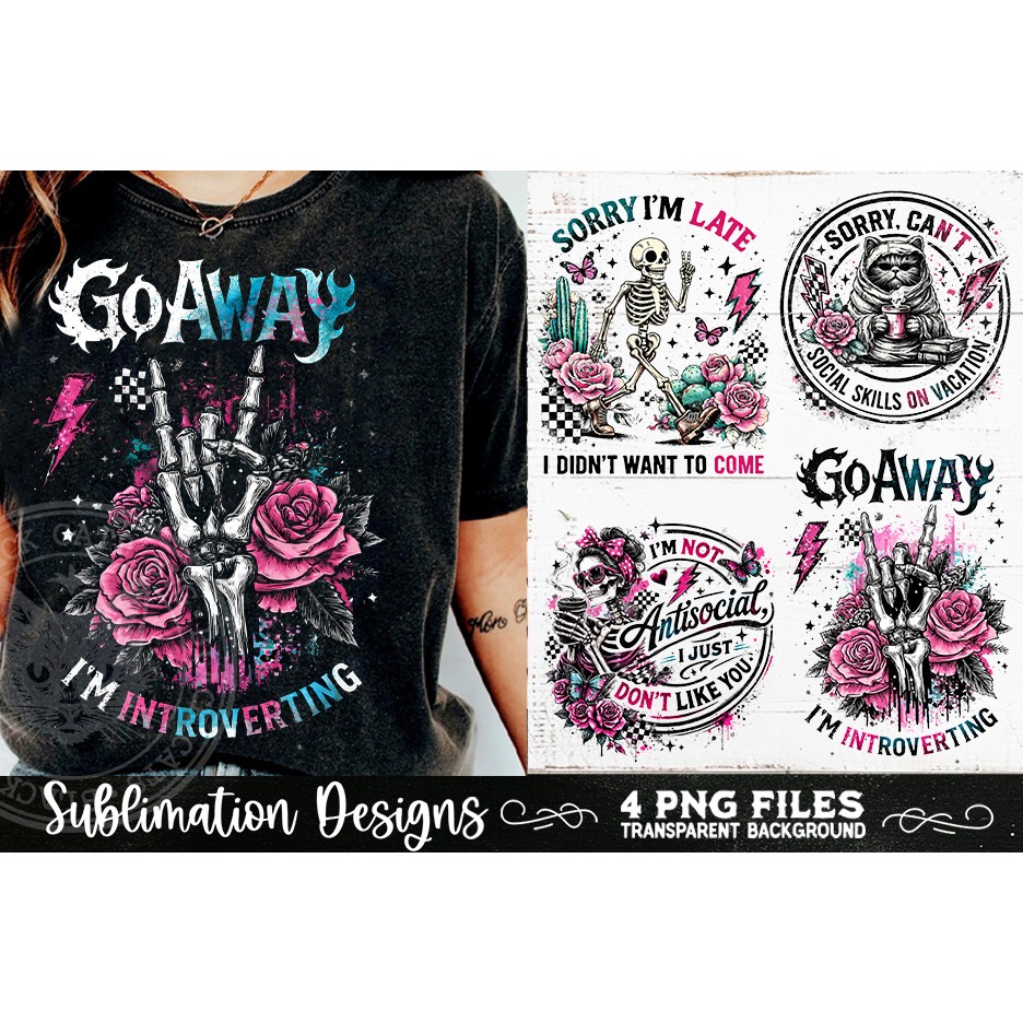 Antisocial Sarcastic PNG Funny Sublimation 4 Designs (5) 2