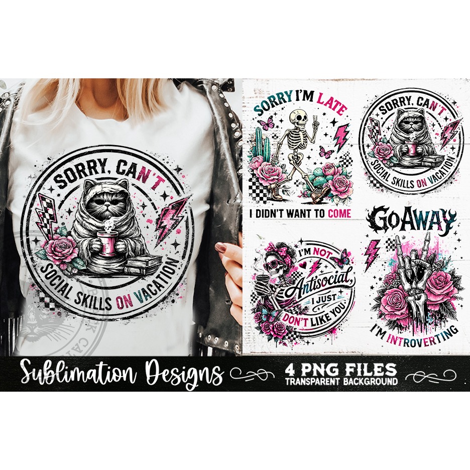 Antisocial Sarcastic PNG Funny Sublimation 4 Designs (5) 3