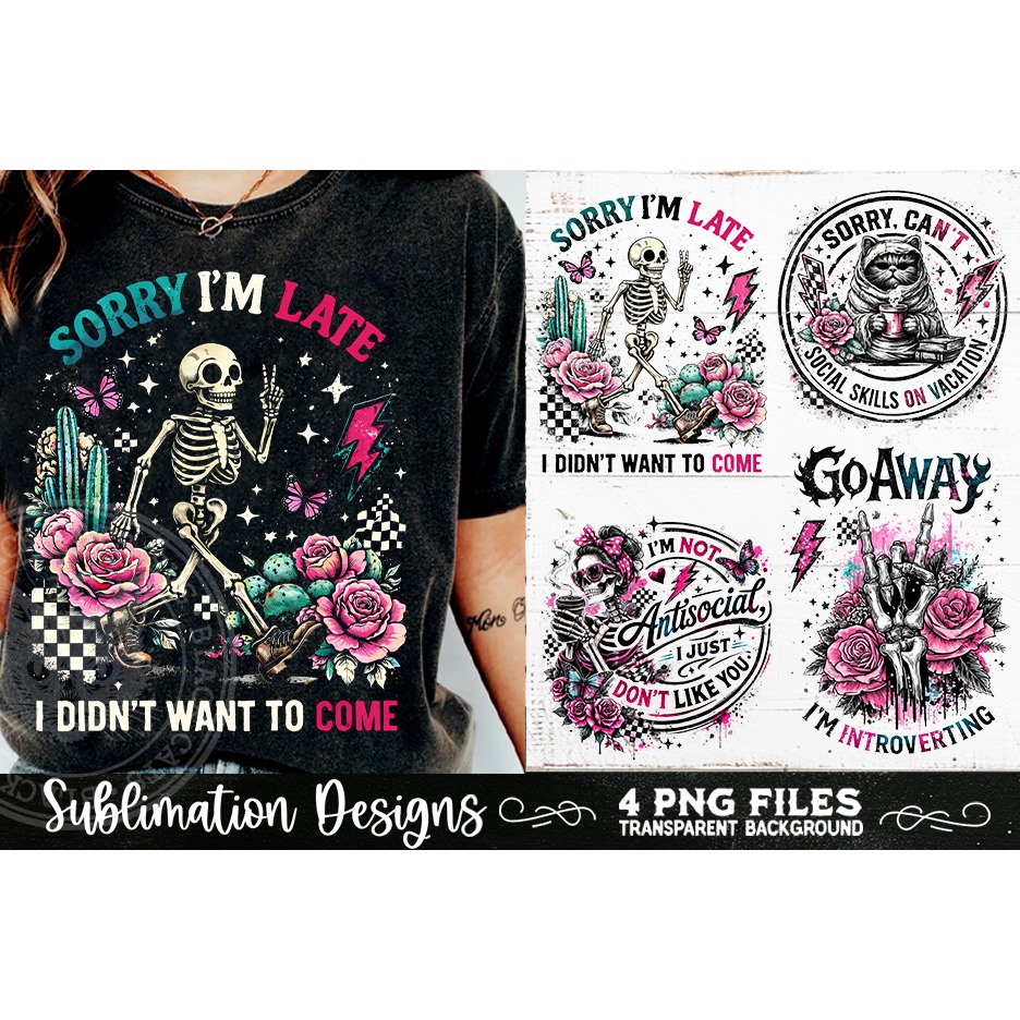 Antisocial Sarcastic PNG Funny Sublimation 4 Designs (5) 6