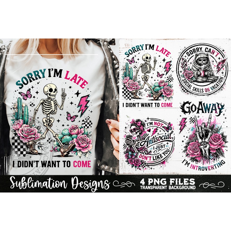 Antisocial Sarcastic PNG Funny Sublimation 4 Designs (5) 8