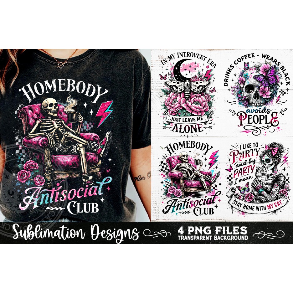 Antisocial Sarcastic PNG Funny Sublimation 4 Designs (6) 2