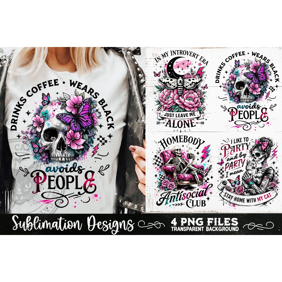 Antisocial Sarcastic PNG Funny Sublimation 4 Designs (6) 5