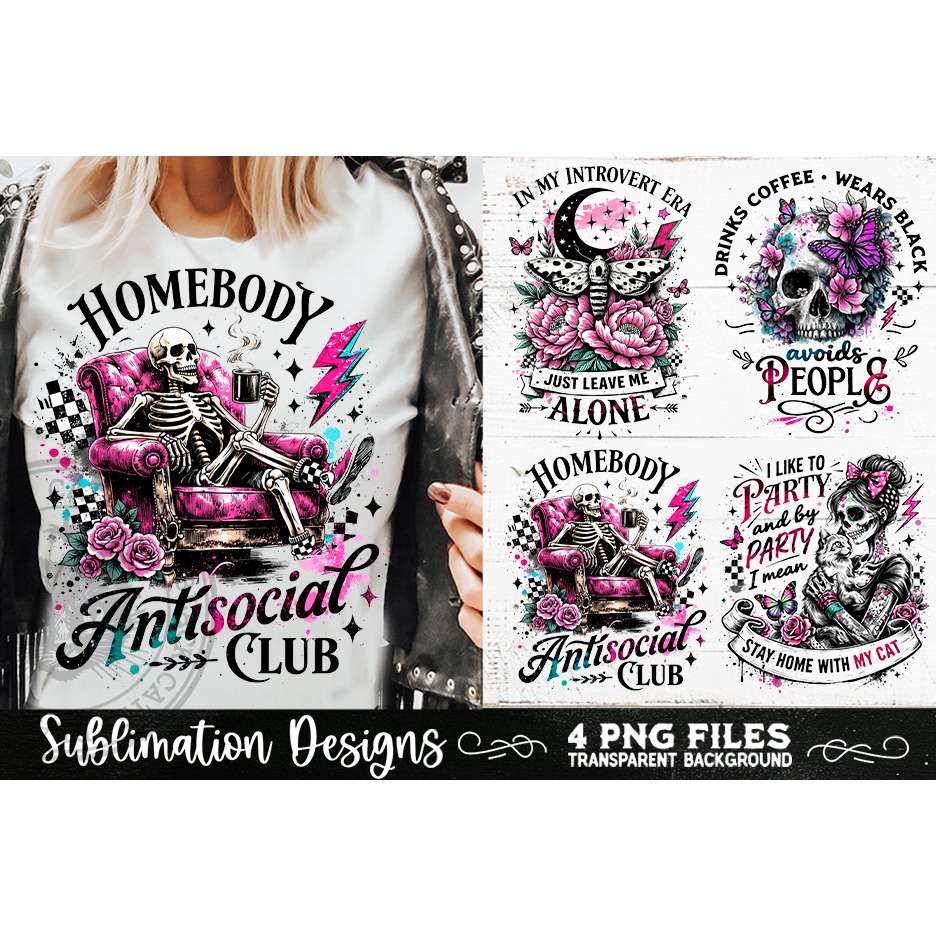 Antisocial Sarcastic PNG Funny Sublimation 4 Designs (6) 7