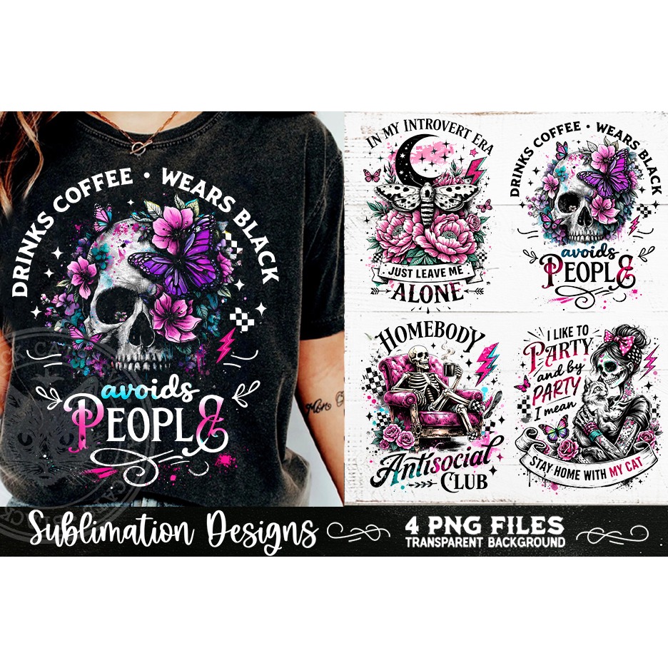 Antisocial Sarcastic PNG Funny Sublimation 4 Designs (6) 8