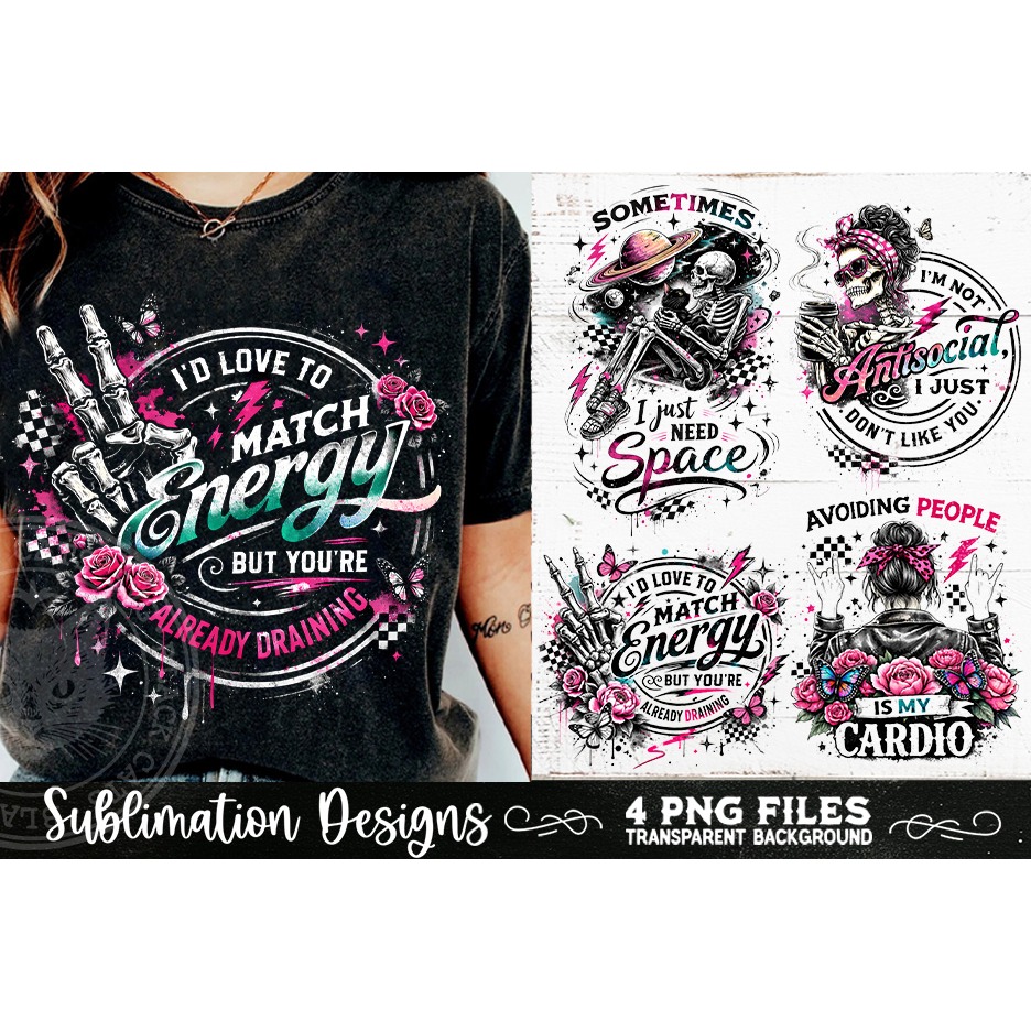 Antisocial Sarcastic PNG Funny Sublimation 4 Designs (7) 3
