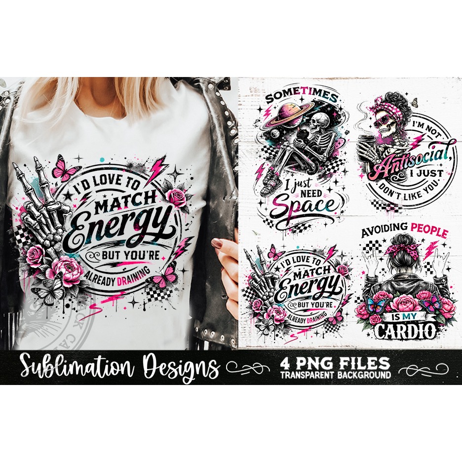Antisocial Sarcastic PNG Funny Sublimation 4 Designs (7) 8