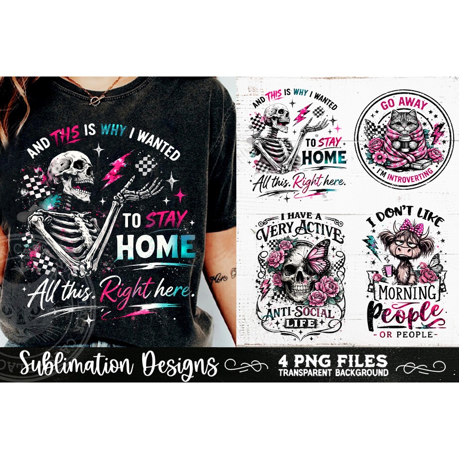 Antisocial Sarcastic PNG Funny Sublimation 4 Designs (9)