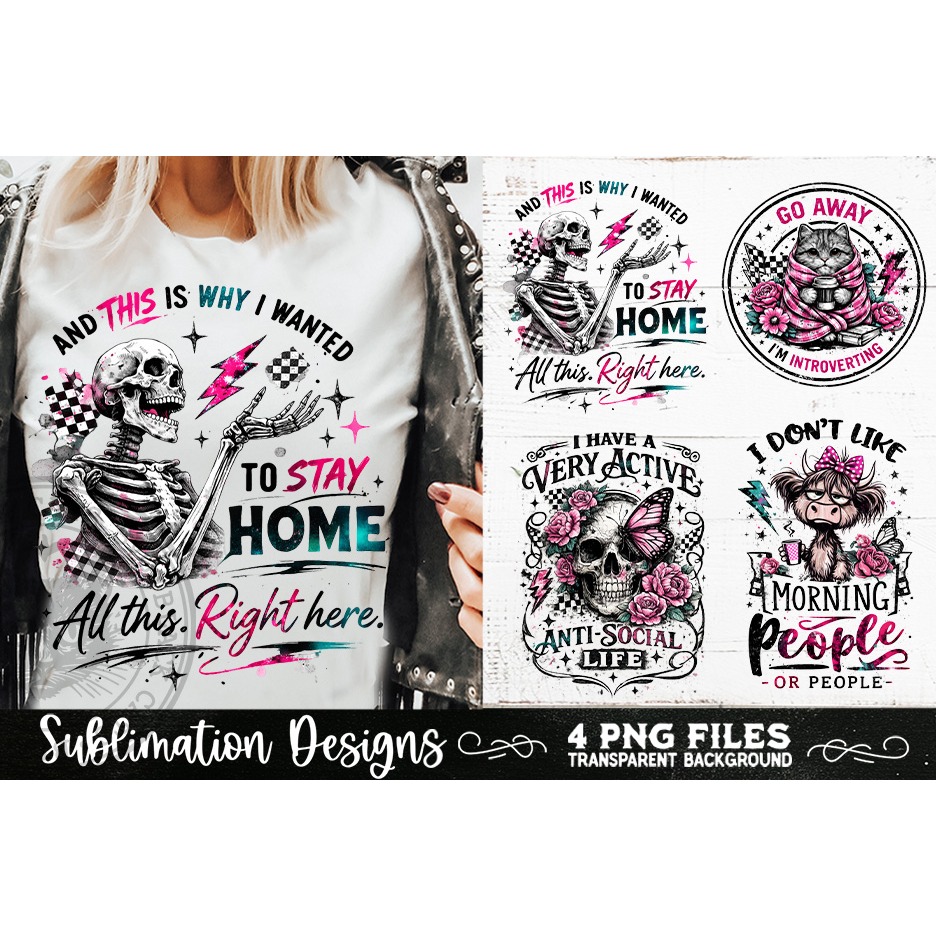Antisocial Sarcastic PNG Funny Sublimation 4 Designs (9) 2