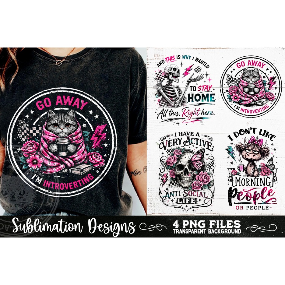 Antisocial Sarcastic PNG Funny Sublimation 4 Designs (9) 3