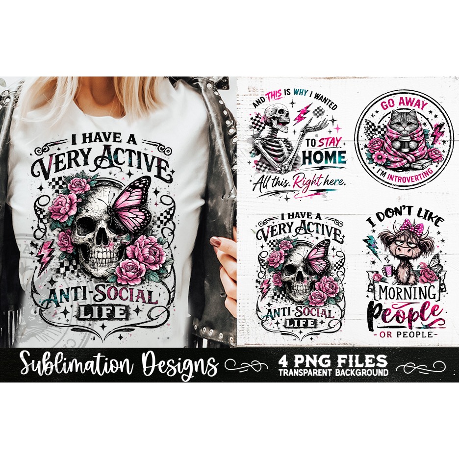 Antisocial Sarcastic PNG Funny Sublimation 4 Designs (9) 7