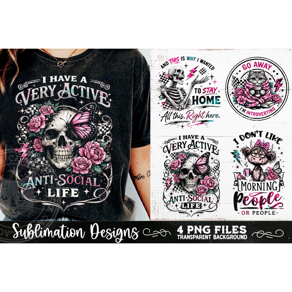 Antisocial Sarcastic PNG Funny Sublimation 4 Designs (9) 8