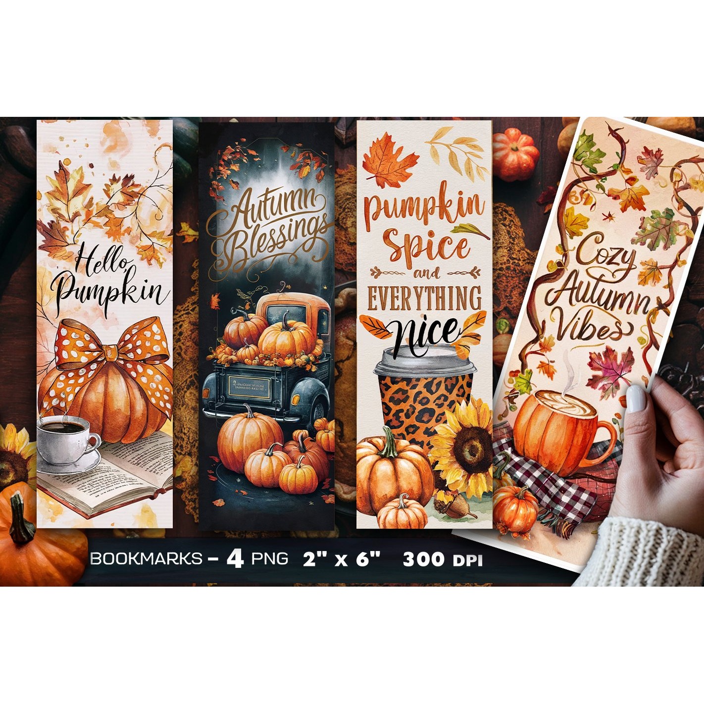 Autumn bookmark, Pumpkin bookmark